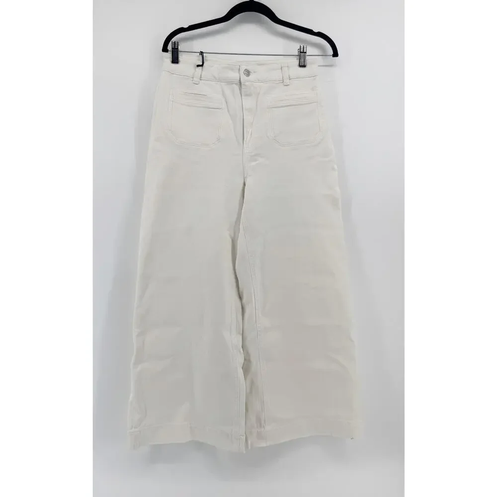 Paige Harper Ankle With Vintage Set in pockets Sz29 NWT Wide Leg High Rise White - Picture 2 of 14